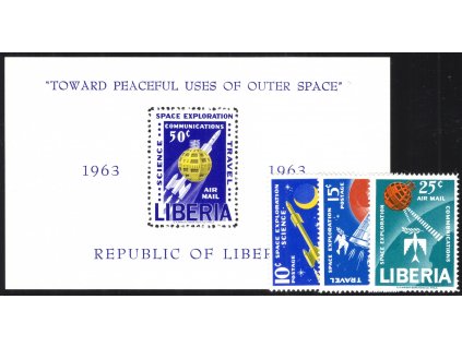 Libérie 1963, Mi. 602-4 + Bl. 27, xx Kosmos