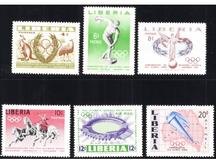 Libérie 1956, Mi. 498-503, xx Olympijské hry