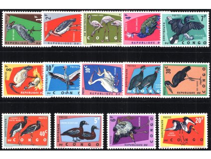 Kongo - Kinshasa 1963, Mi. 112-8 + 138-44, xx Ptáci