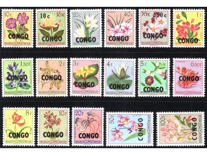 Kongo - Kinshasa 1960, Mi. 11-28 (bez č. 15), xx přetisk - Květiny