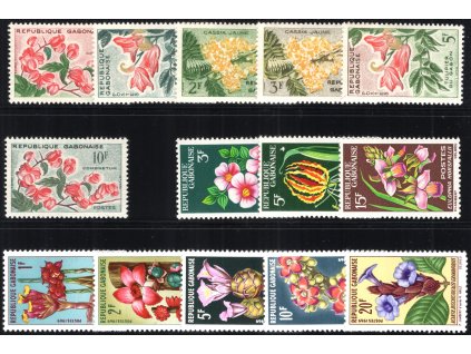 Gabun 1961-9, Mi. 160-5 + 210-1 + 341-5, xx Květiny