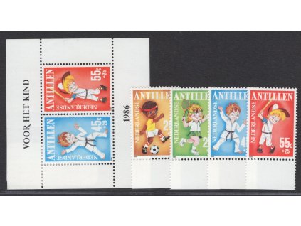 Nizozemské Antily 1986, Mi. 596-9 + Bl. 30, xx Děti-sport