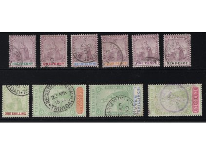 Trinidad 1896, Mi. 37-46, O série, 1 £ fiskální O, dv - sleva