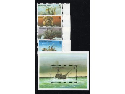 Britské Panenské ostrovy 1987, Mi. 585-8 + Bl. 43, xx Lodě