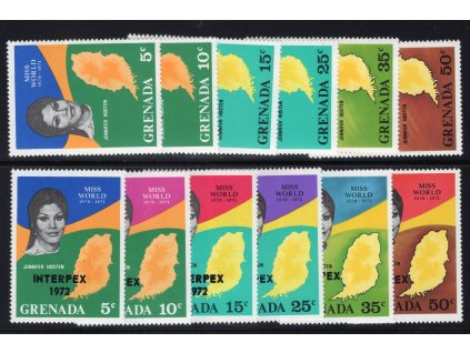 Grenada 1971/2, Mi. 395-400 + 447-52, xx Miss World a INTERPEX
