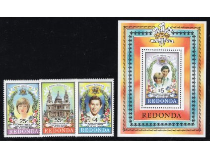 Redonda 1981, Mi. 72-4A + Bl. 11, xx Diana