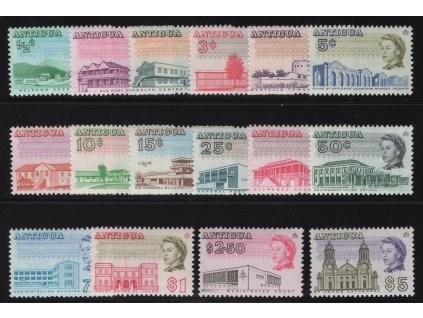 Antigua 1966, Mi. 156-71 A, xx výplatní, hrubé zoubkování