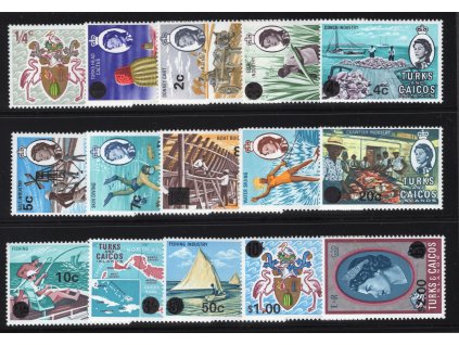 Turks a Caicos 1969, Mi. 223-37, xx přetisk