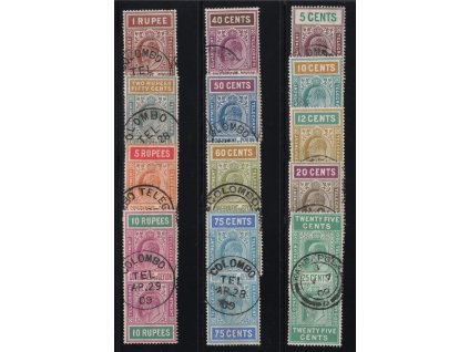 Cejlon Telegrafní 1905, SG T165-177, O 5 c - 10 R