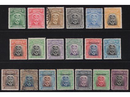 Rhodesie - Britská Jihoafrická společnost 1913, Mi. 119-137, x/O/(x) Jiří V., (I specimeny), č. 137 (x), různá jakost, poškozené nepočítany!