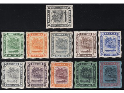 Brunej 1927-31, Mi. 47-54 (bez dodatkových 7 hodnot), xx 5 c hnědá - 1 $, ostatní zdarma!