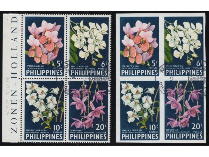 Filipíny 1962, Mi. 692-5 A+B, O Orchideje, s lepem! vl