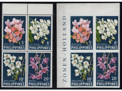 Filipíny 1962, Mi. 692-5 A+B, xx Orchideje, dvl