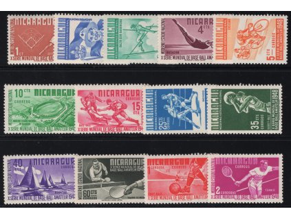 Nikaragua 1949, Mi. 984-96, xx Sport I., dv - sleva!