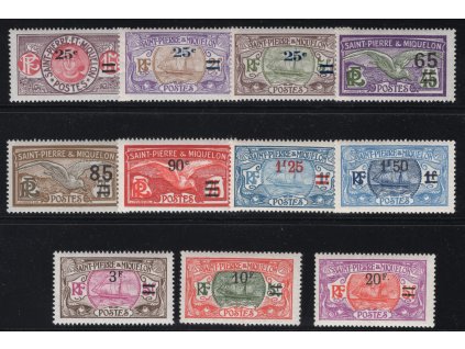 Saint Pierre a Miquelon 1924, Mi. 118-28, x přetisk