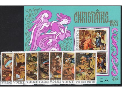 Dominika 1973, Mi. 372-8 + Bl. 20, xx Vánoce