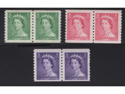 Kanada 1953, Mi. 278-80 D, xx Alžběta, 2-pásky