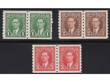 Kanada 1937, Mi. 197-9 D, xx svitek, 2-pásky