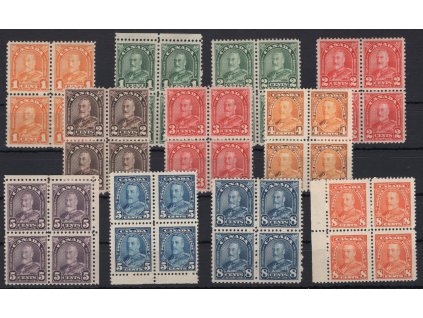 Kanada 1930, Mi. 139-49, xx/x Jiří V., čtyřbloky