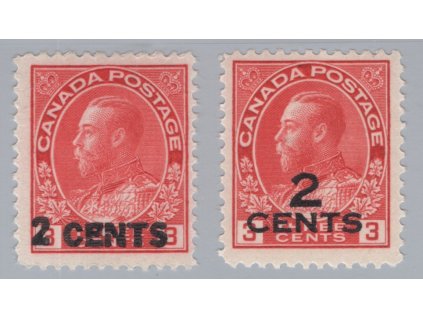 Kanada 1926, Mi. 116-7, xx přetisk, dvl - sleva!