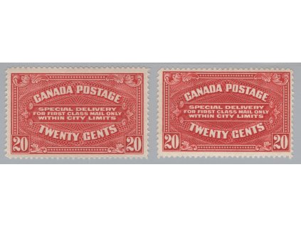 Kanada 1922, Mi. 115, x Special delivery (spěšná), 2 ks - široká a úzká