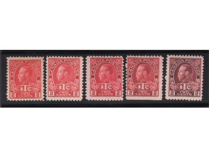 Kanada 1916, Mi. 102 (sestava 5 ks), x 2 c červená