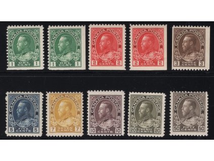 Kanada 1911, Mi. 92-9 (10 ks), xx, 20 c dvl - sleva!