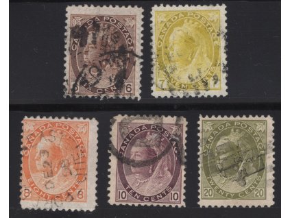 Kanada 1898, Mi. 68-72, O 6 - 20 c Viktorie, koncovky