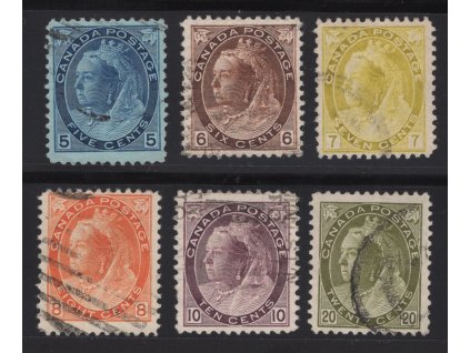 Kanada 1898, Mi. 67-72, O 5 - 20 c Viktorie, koncovky