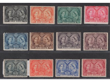 Kanada 1897, Mi. 38-49, x 0,5 c - 1 $ Jubilejní, reparovaný lep