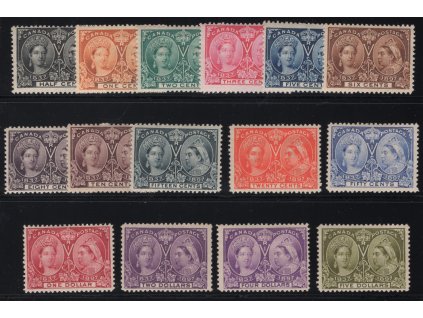 Kanada 1897, Mi. 38-53 (bez č. 51), x Jubilejní, těžší nálepky - sleva!