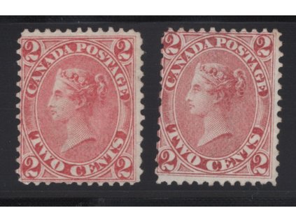 Kanada 1864, Mi. 11 (dva odstíny -> SG č. 44-5), (x) 2 c