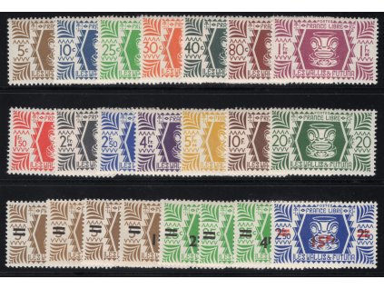 Wallis a Futuna 1944-5, Mi. 146-59 + 161-8, xx Keramika