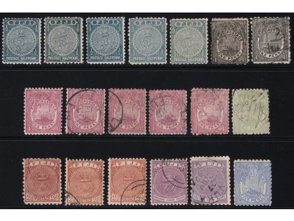 Fidži 1890, Mi. 27-33 (sestava 19 ks), x/(x)/O 0,5 - 5 d, různá jakost