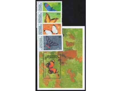 Grenadské Grenadiny 1991, Mi. 1404 + Bl. 211, xx 5 $ Motýl