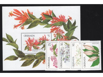 Grenada 1984, Mi. 1294-7 + Bl. 125, xx Květiny