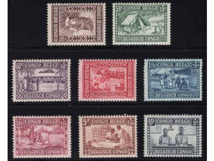 Kongo - Belgické 1930, Mi. 111-18, x 20 c - 10 F Pomoc, dv - sleva!