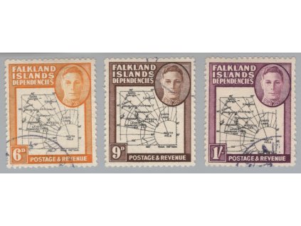 Falklandy - dependence 1946, Mi. 8-9, O 9 d a 1 s, + č. 7 zdarma