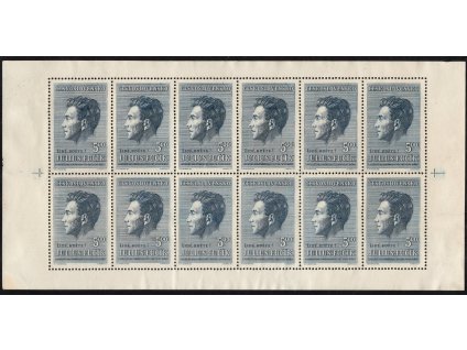 ČSR II 1951, Pof. PL 574, (x) 5 Kčs Fučík, 12blok, obrácený perforační rámec, v okraji vady