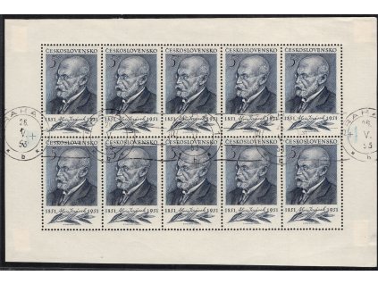 ČSR II 1951, Pof. PL 611, O Jirásek, 10blok, normální perforační rámec, válečkové razítko, s lepem
