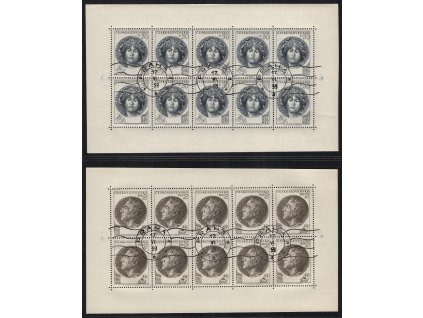 ČSR II 1953, Pof. PL 757+759, O Destinnová a Vojan, dva 10bloky, Destinnová TD A (II. typ), dodatečné válečkové razítko, svěží lep