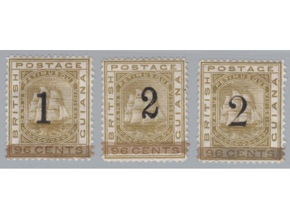 Britská Guyana 1881, Mi. 51+52 I+II, x 1 a 2 c / 96 c, opravený lep