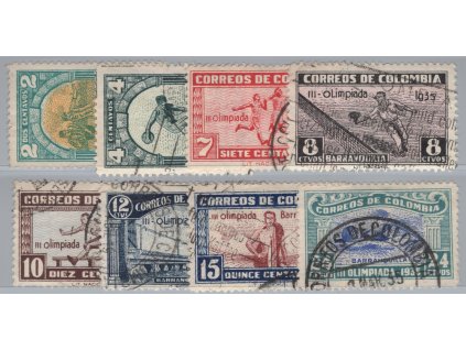 Kolumbie 1935, Mi. 351 -> (8 hodnot), O 2 - 24 c Olympijské hry, nekompletní