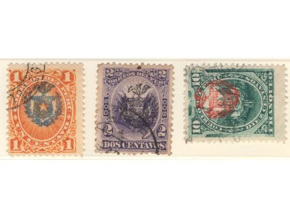 Peru - Chilská okupace 1881, Mi. CB1 + 2 + 5, O 1, 2 a 10 c