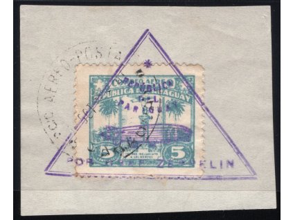 Paraguay 1931, Mi. 374, ∆ 5 c Letecká, zepelínová O