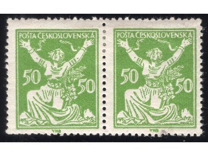 ČSR I 1920, Pof. 156 2-páska, x 50 h OR zelená, retuš vajíčka, ZP 39/3