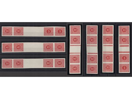 ČSR I Doplatní 1928, Pof. DL55->, xx kompletní soubor 7 nezoubkovaných 4-známkových meziarší, zk. Gilbert, na požádání Garanční certifikát Beneš, luxusní jakost, jako komplet možná unikát!