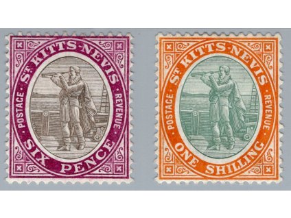 Svatý Kryštof a Nevis 1905, Mi. 19-20, x 6 d + 1 s