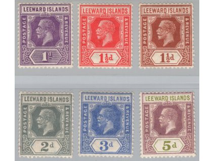 Závětrné ostrovy (Leeward Islands) 1921, Mi. 61->, x 1 - 5 d, sestava 6 ks