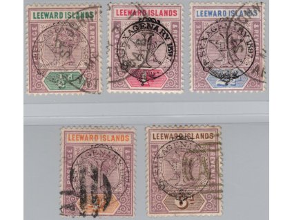 Závětrné ostrovy (Leeward Islands) 1897, Mi. 9-13, O 0,5 - 6 d